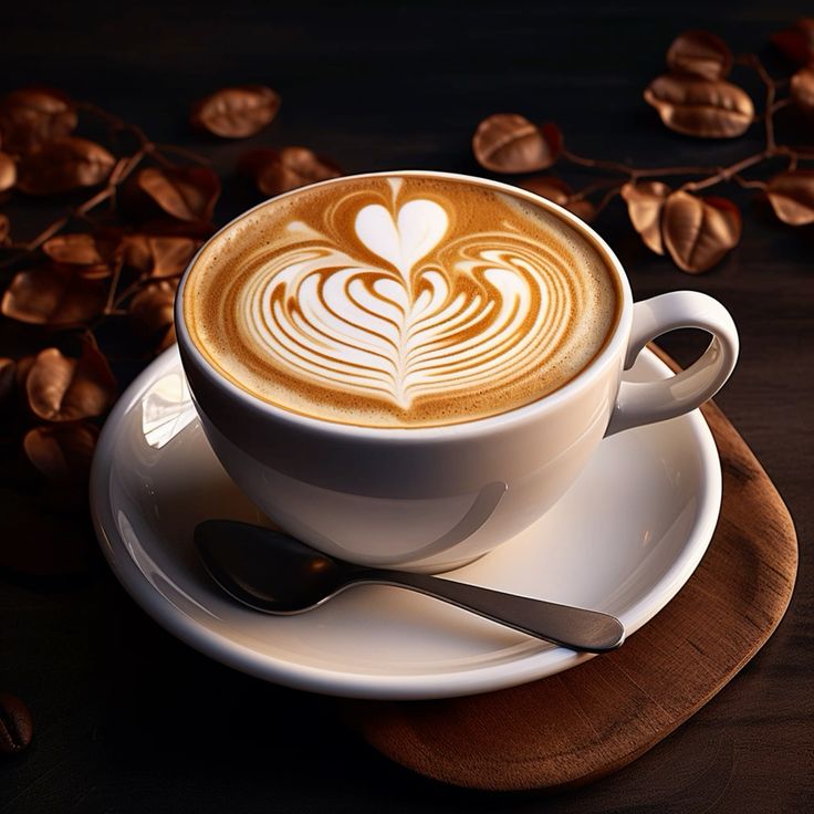 Barista pouring latte art into a ceramic cup